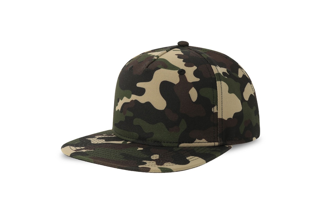 Czapka Pieciopanelowa Plaski Daszek Poliester z Recyklingu AT530 - Camouflage & Black