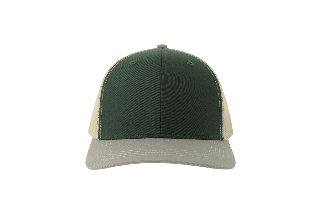 Czapka 6-panelowa Bawełna Recykling AT683 - Bottle Green & Grey & Stone