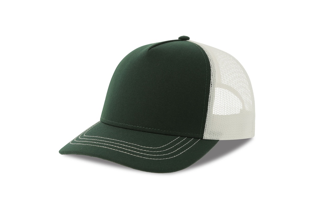 Czapka Trucker Poliester Recykling AT426 - Bottle Green & White