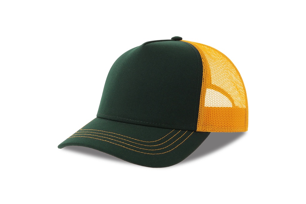 Czapka Trucker Poliester Recykling AT426 - Bottle Green & Yellow