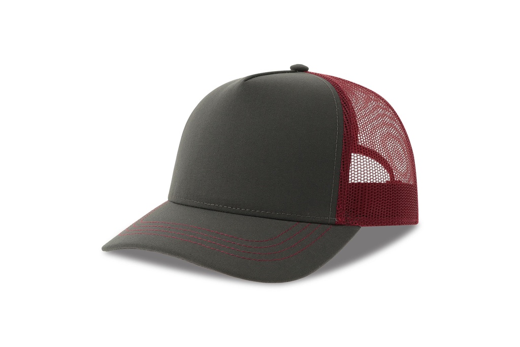 Czapka Trucker Poliester Recykling AT426 - Dark Grey & Burgundy