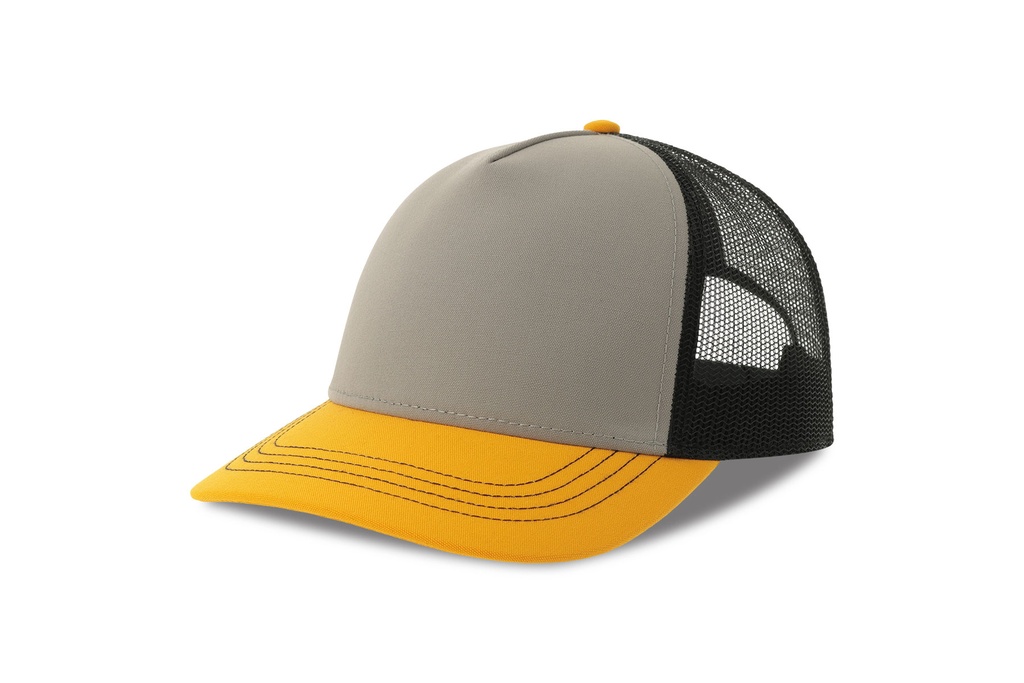 Czapka Trucker Poliester Recykling AT426 - Grey & Yellow & Black