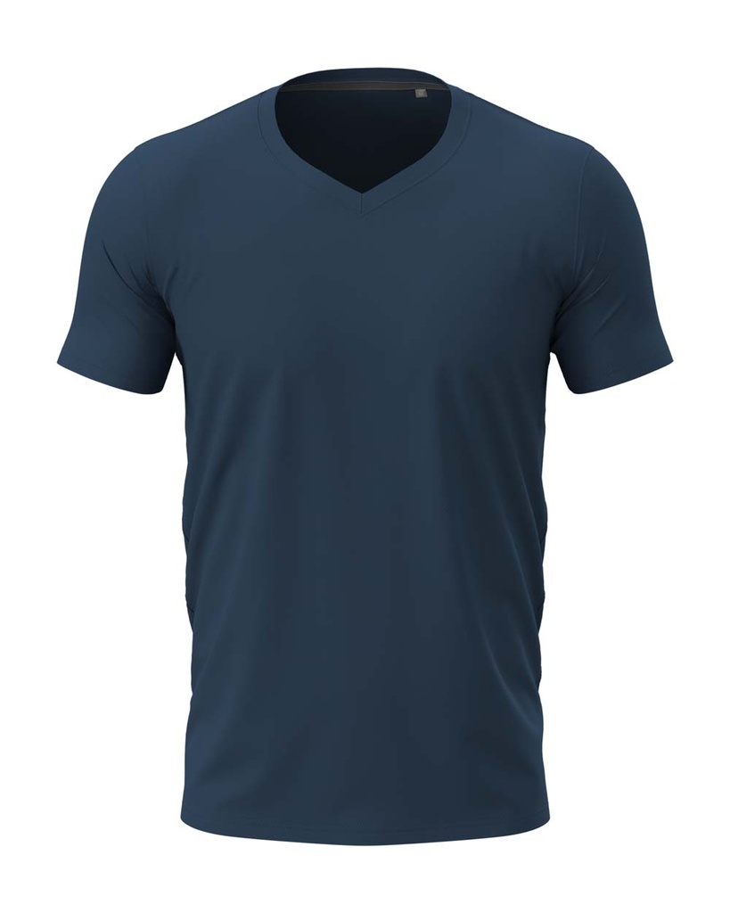 Koszulka Meska Slim V-neck Odprowadzajaca Wilgoc S9610 - Navy Blue