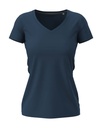 T-shirt Damski Slim z Dekoltem V S9710 - Navy Blue