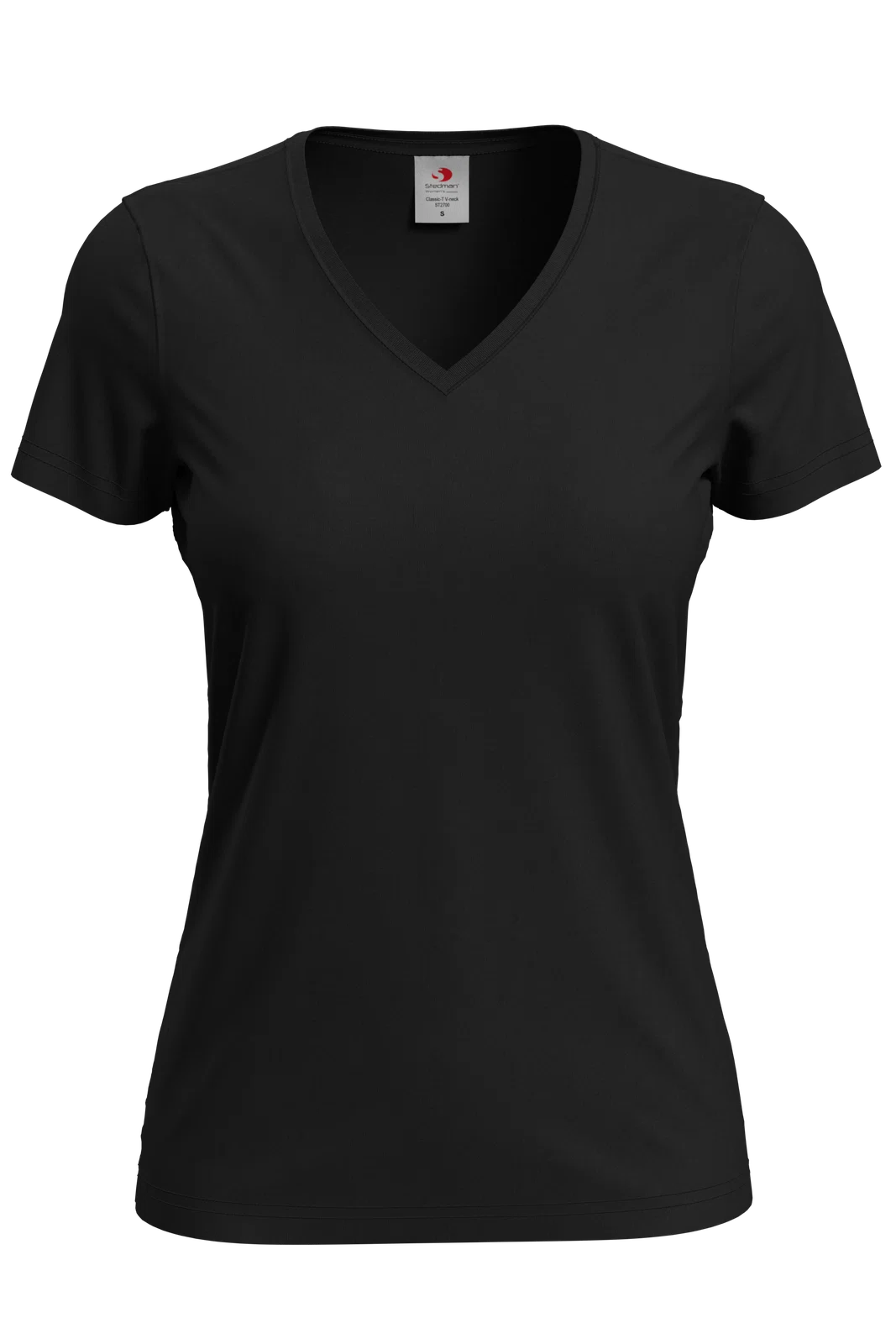 T-shirt Damski Klasyczny Dekolt V S279 - Black Opal