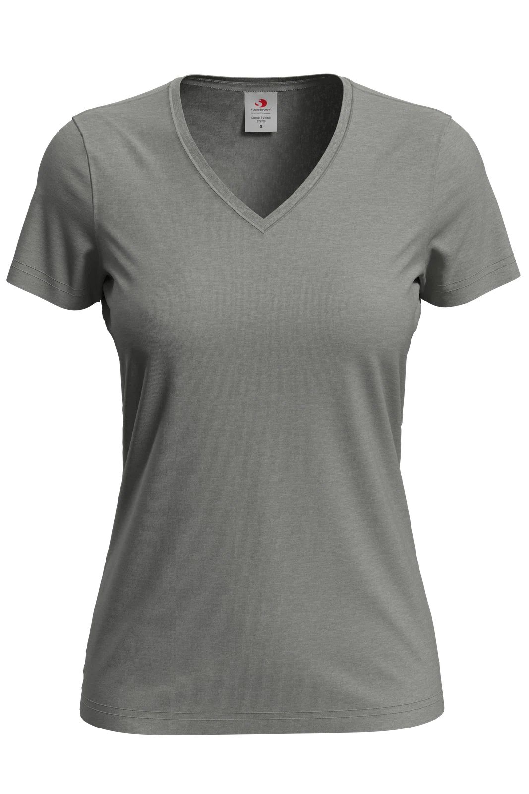 T-shirt Damski Klasyczny Dekolt V S279 - Grey Heather