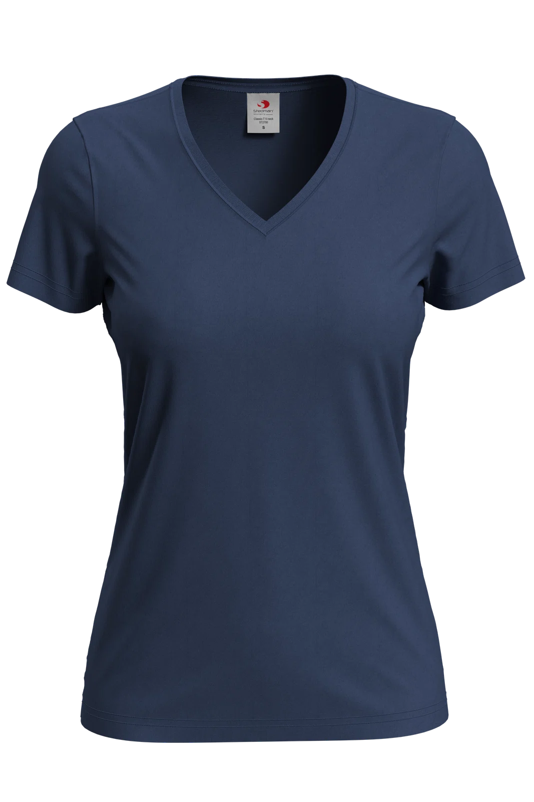 T-shirt Damski Klasyczny Dekolt V S279 - Navy Blue