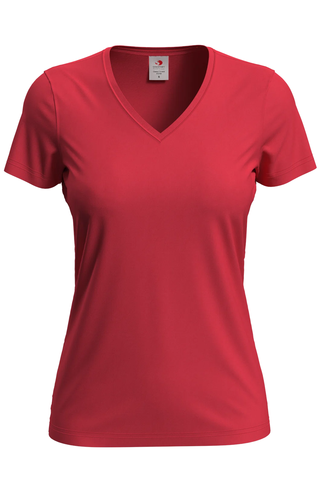 T-shirt Damski Klasyczny Dekolt V S279 - Scarlet Red