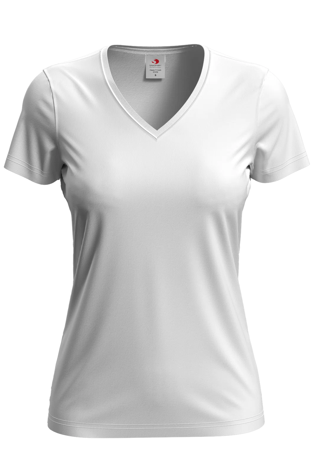 T-shirt Damski Klasyczny Dekolt V S279 - White
