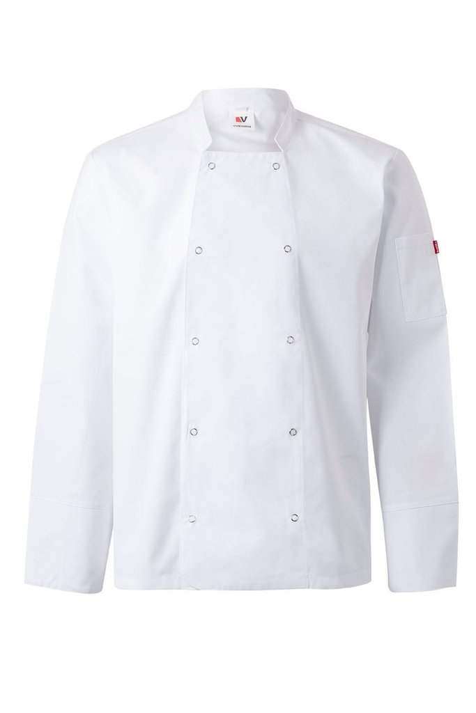 Kurtka kuchenna z dlugim rekawem i zatrzaskami V405206 - White