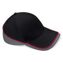 Czapka Pieciopanelowa Bawelniana Twill CB171 - Black & Graphite Grey & Classic Red