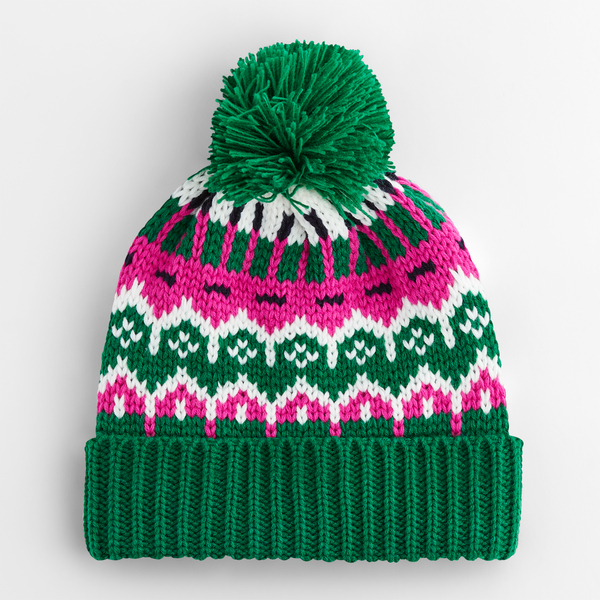 Czapka Beanie Klasyczna Fair Isle z Pomponem CB528 - Alpine Lodge