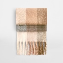 Szalik Oversize Miekki Puszysty z Recyklingu w Kratke CB494R - Brown Check