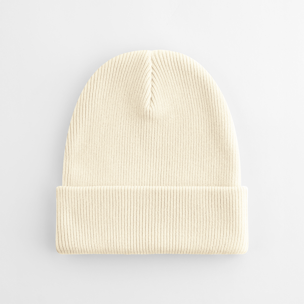 Miękka czapka beanie z podwinięciem CB830N - Off White