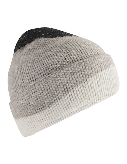 Modna czapka beanie CB532 - Black & Light Grey & Soft White
