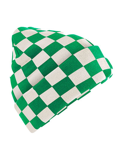 Stylowa czapka beanie CB531 - Kelly Green & Off White