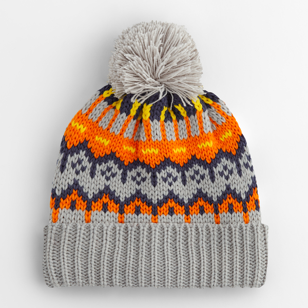 Czapka Beanie Klasyczna Fair Isle z Pomponem CB528 - Glacier Grey