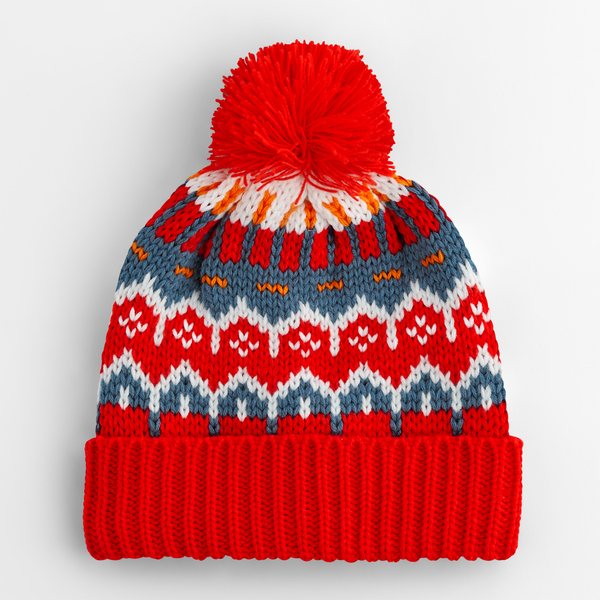 Czapka Beanie Klasyczna Fair Isle z Pomponem CB528 - Alpine Racer