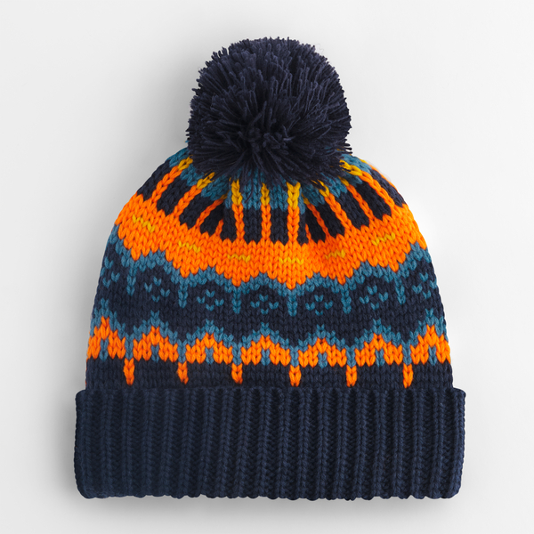 Czapka Beanie Klasyczna Fair Isle z Pomponem CB528 - Bluebell