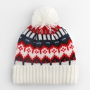Czapka Beanie Klasyczna Fair Isle z Pomponem CB528 - White Out
