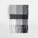 Szalik Oversize Miekki Puszysty z Recyklingu w Kratke CB494R - Grey Check