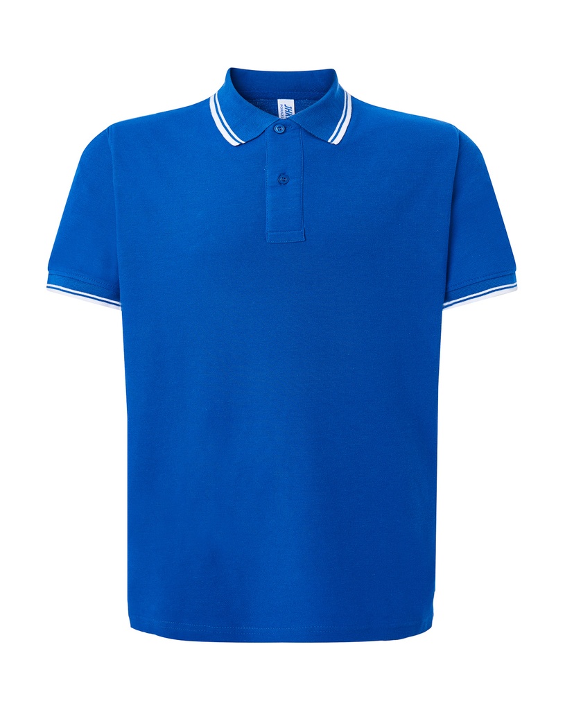 Koszulka Polo Klasyczna Bawelniana Pika JHK510 - Royal Blue & White