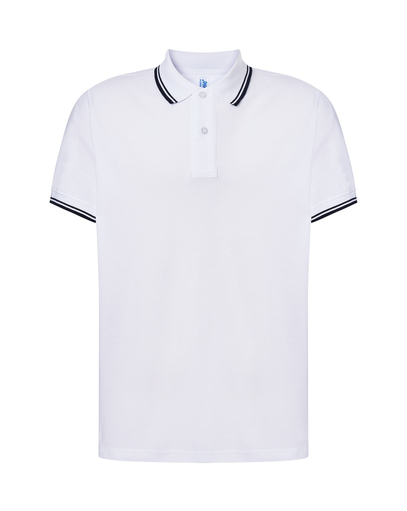 Koszulka Polo Klasyczna Bawelniana Pika JHK510 - White & Navy
