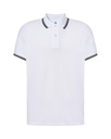 Koszulka Polo Klasyczna Bawelniana Pika JHK510 - White & Navy