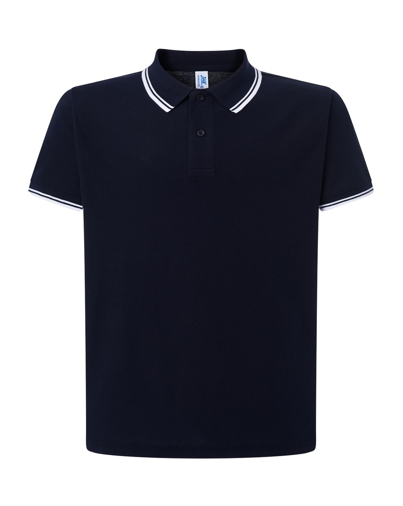 Koszulka Polo Klasyczna Bawełniana Pika JHK510 - Navy & White