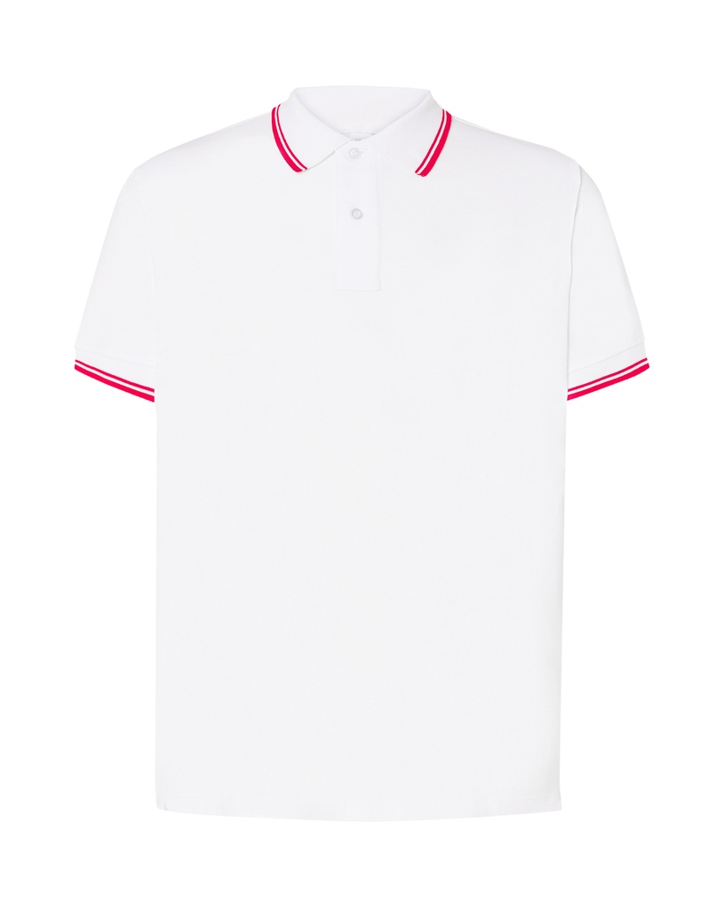 Koszulka Polo Klasyczna Bawelniana Pika JHK510 - White & Red