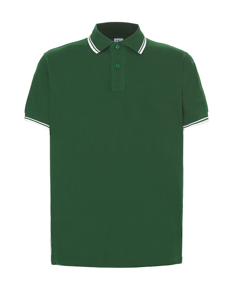 Koszulka Polo Klasyczna Bawelniana Pika JHK510 - Bottle Green & White