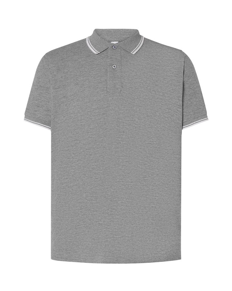 Koszulka Polo Klasyczna Bawelniana Pika JHK510 - Grey melange & White