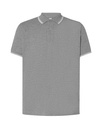 Koszulka Polo Klasyczna Bawełniana Pika JHK510 - Grey melange & White