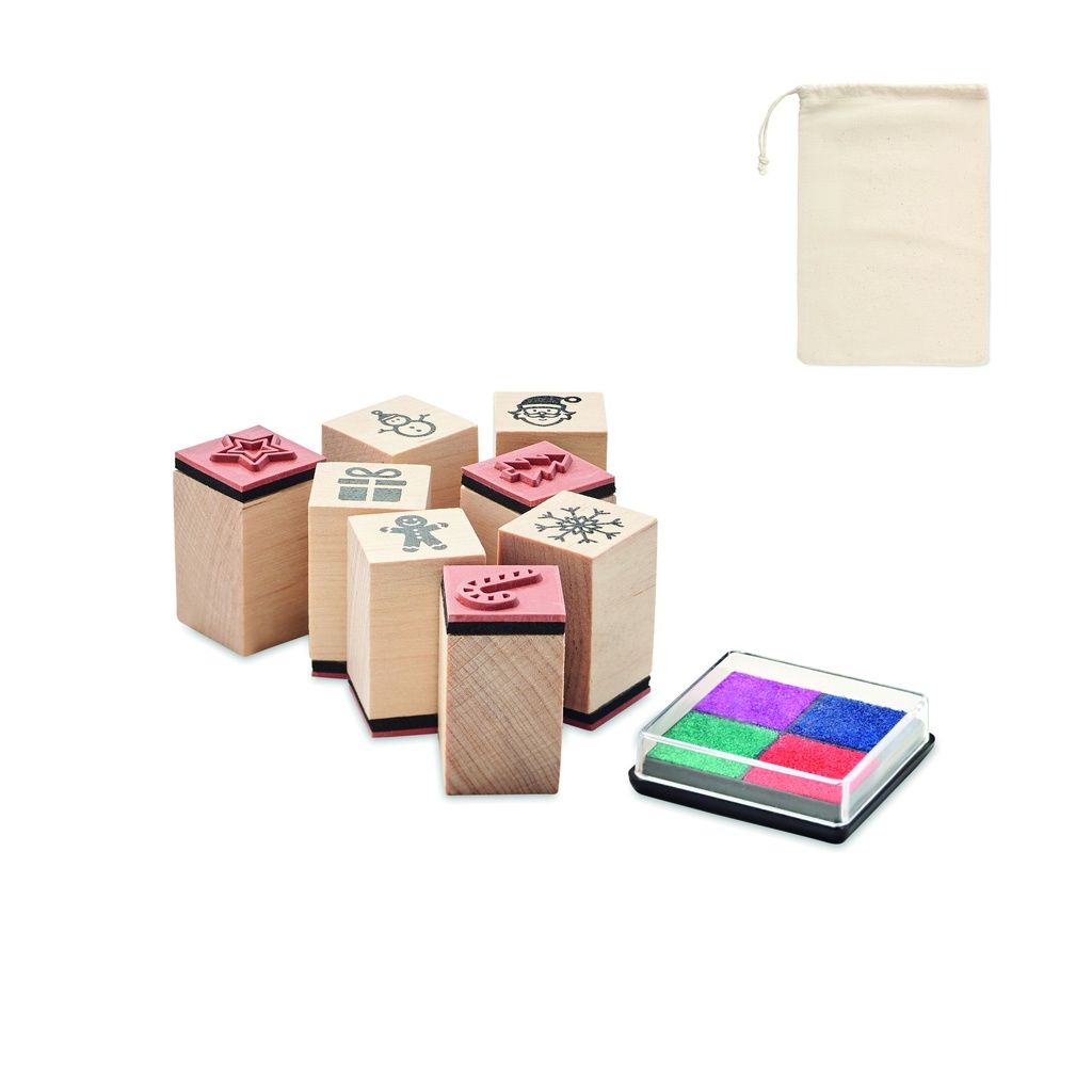 Drewniane pieczątki świąteczne - Bezowy