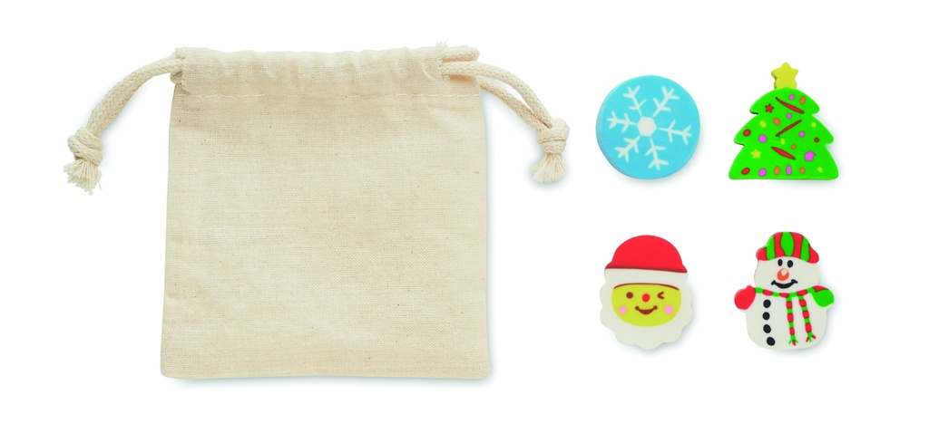 4 świąteczne gumki zmazujące - Bezowy