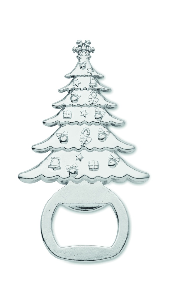 Otwieracz z motywem choinki - Srebrny Mat