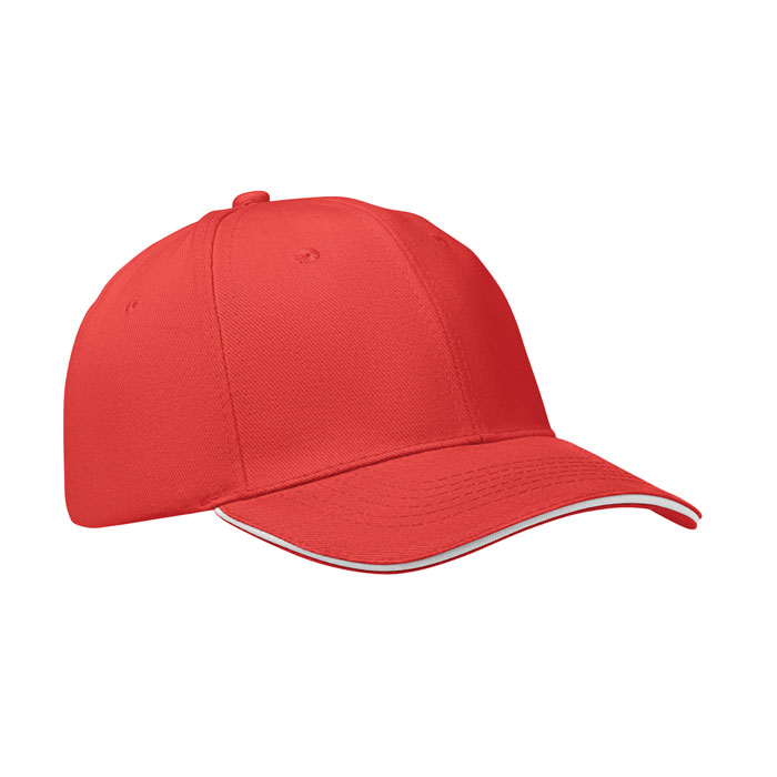 6-panel czapka z daszkiem 260 MO1464-35 - Bialy/Czerwony