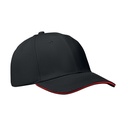 6-panel czapka z daszkiem 260 - Czarny/Czerwony