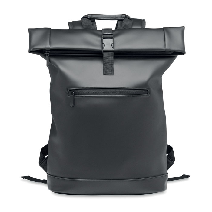 Plecak na laptopa PU rolltop MO2230-03 - Czarny