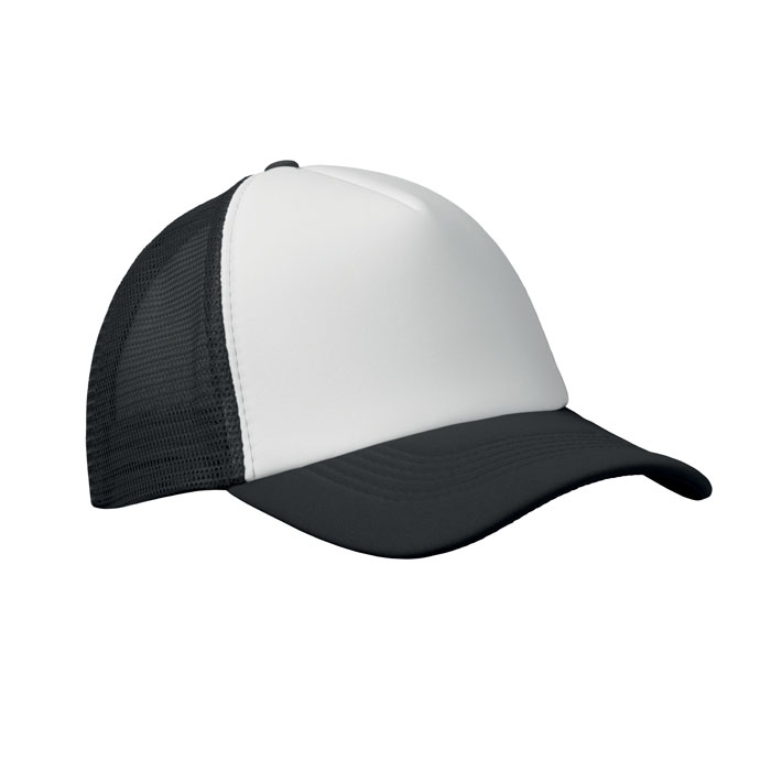 Czapka trucker z 5 panelami MO2269-33 - Bialy/Czarny