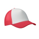 Czapka trucker z 5 panelami MO2269-35 - Bialy/Czerwony