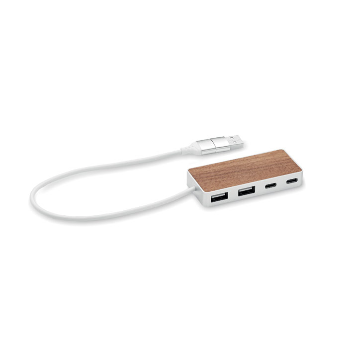Hub USB 4 porty 27,5 cm MO2387-40 - Drewna