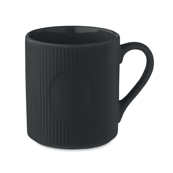 Kubek ceramiczny w prazki 340 m MO2397-03 - Czarny