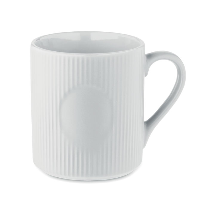 Kubek ceramiczny w prazki 340 m MO2397-06 - Bialy