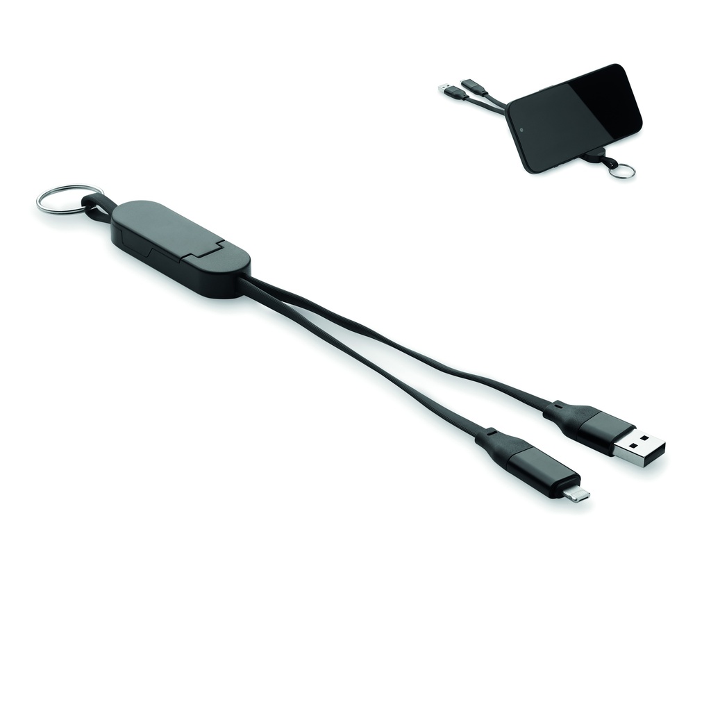 Brelok z kablami 60W z ABS z recyk MO2443-03 - Czarny