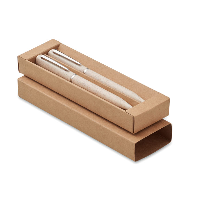 Zestaw dlugopisow ze slomy/ABS MO2448-13 - Bezowy
