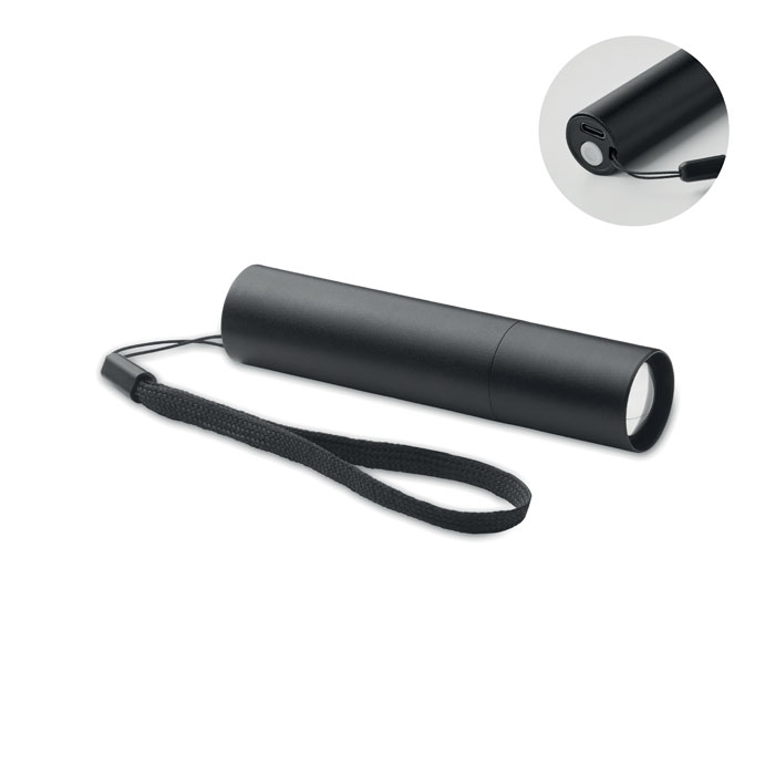 Aluminiowa latarka akumulatorow MO2461-03 - Czarny
