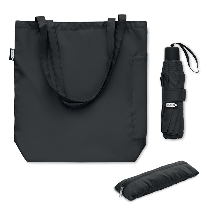 Zestaw torba z parasolem RPET 2 MO2476-03 - Czarny