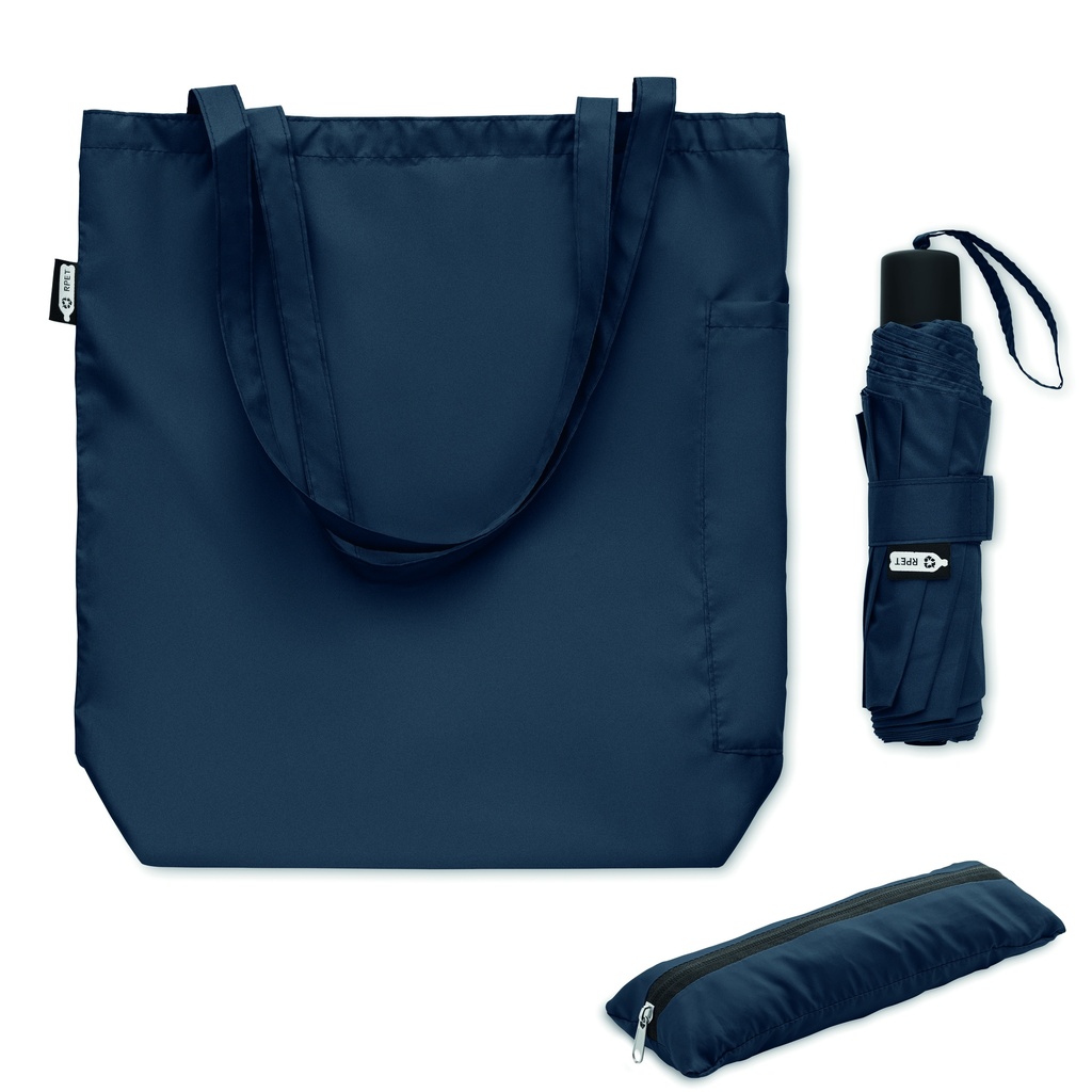 Zestaw torba z parasolem RPET 2 MO2476-04 - Niebieski