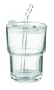Szklany kubek ze slomka 400ml MO2502-22 - Przezroczysty